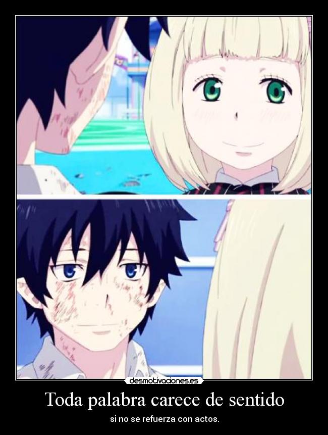 carteles exorcist okumura rin shiemi desmotivaciones