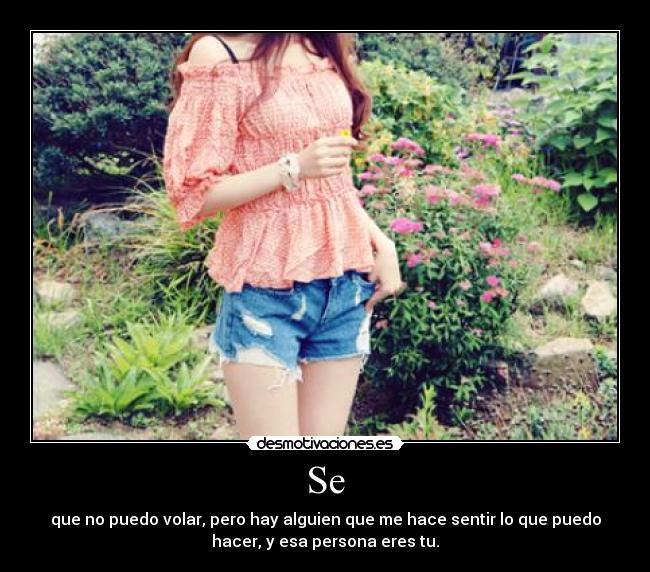 Se - que no puedo volar, pero hay alguien que me hace sentir lo que puedo
hacer, y esa persona eres tu.