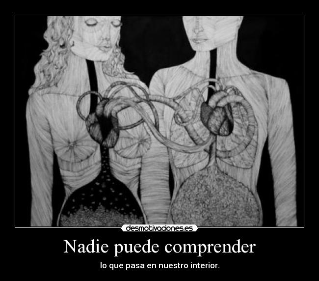 Nadie puede comprender - lo que pasa en nuestro interior.