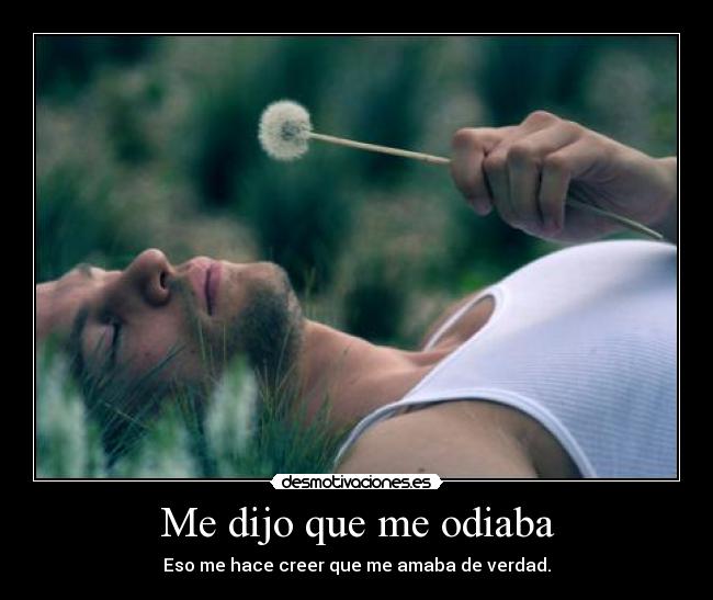 Me dijo que me odiaba - Eso me hace creer que me amaba de verdad.