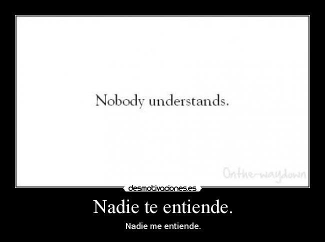 Nadie te entiende. - Nadie me entiende.