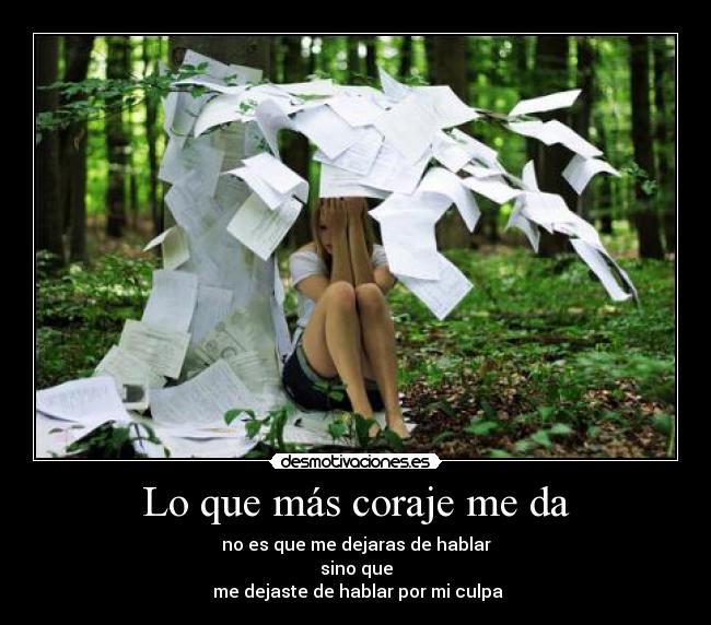 Lo que más coraje me da - no es que me dejaras de hablar
sino que
me dejaste de hablar por mi culpa