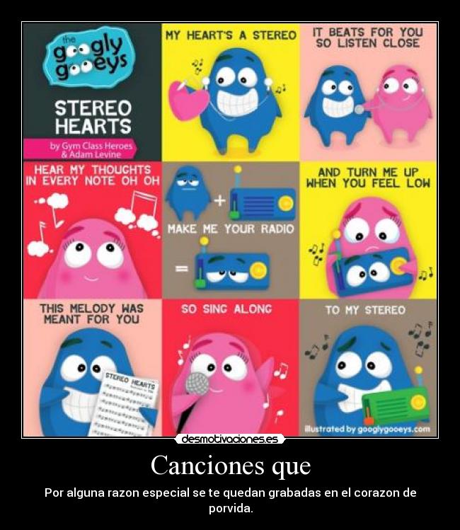 carteles stereo hearts gym class heroes canciones alguna razon especial quedan grabadas corazon porvida desmotivaciones