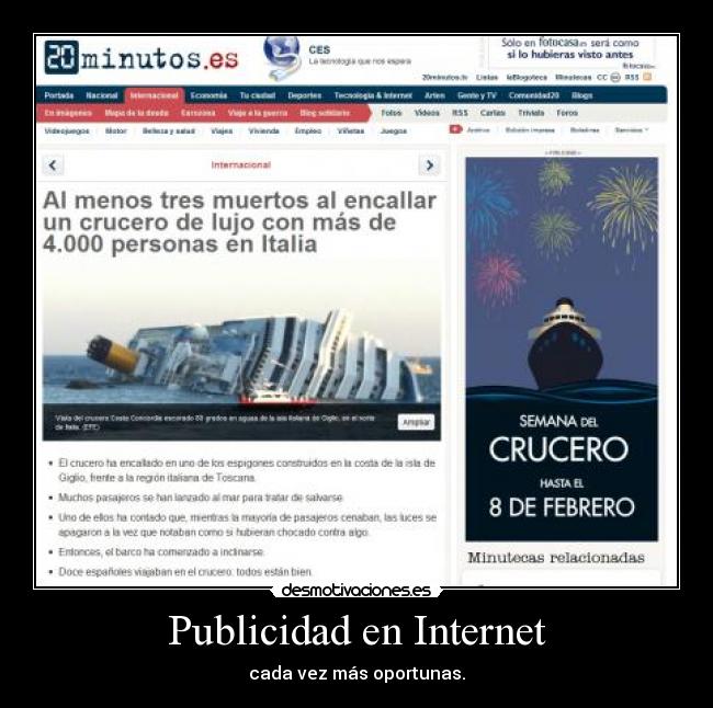 Publicidad en Internet - cada vez más oportunas.