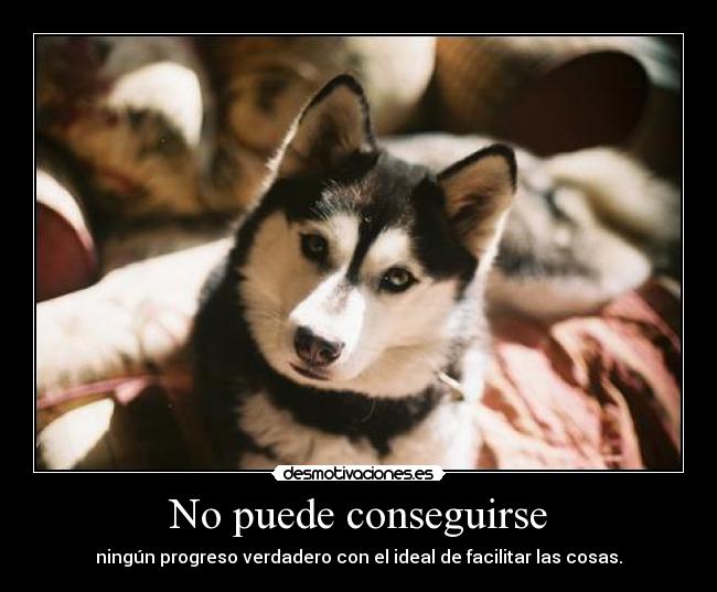 No puede conseguirse - ningún progreso verdadero con el ideal de facilitar las cosas.