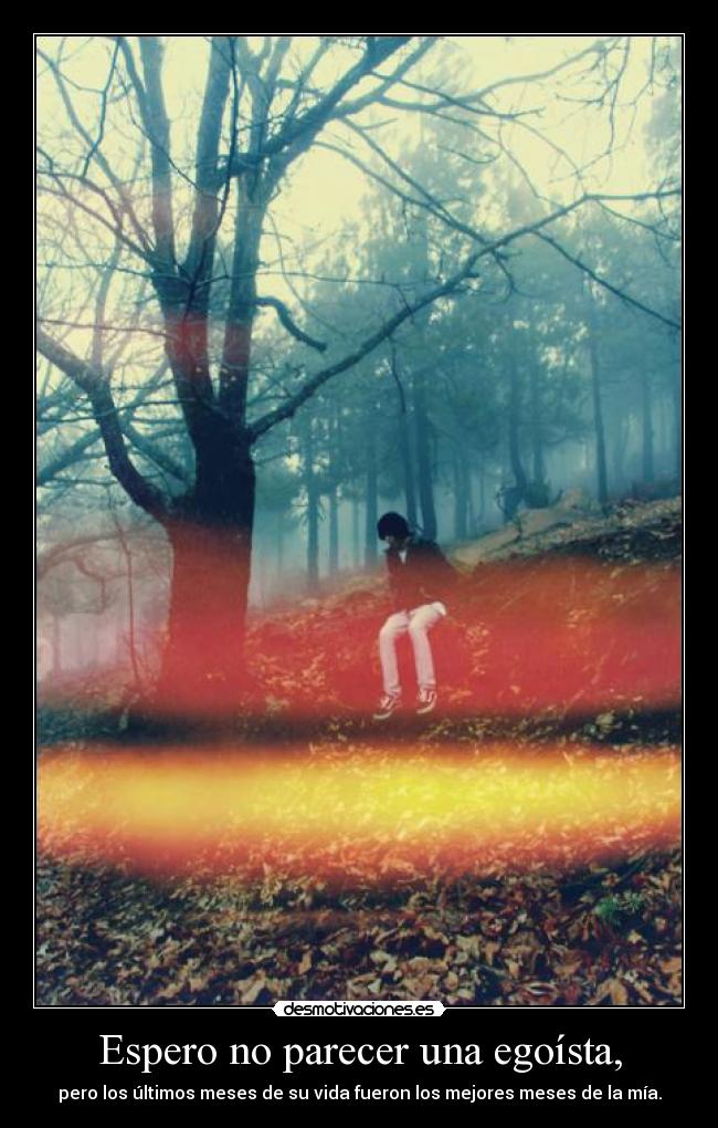 Espero no parecer una egoísta, - pero los últimos meses de su vida fueron los mejores meses de la mía.