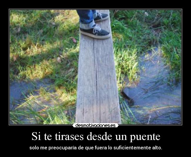 Si te tirases desde un puente - solo me preocuparía de que fuera lo suficientemente alto.