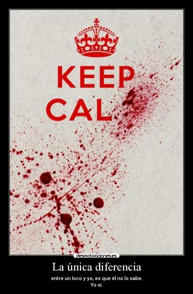 La única diferencia - entre un loco y yo, es que él no lo sabe.
Yo sí.