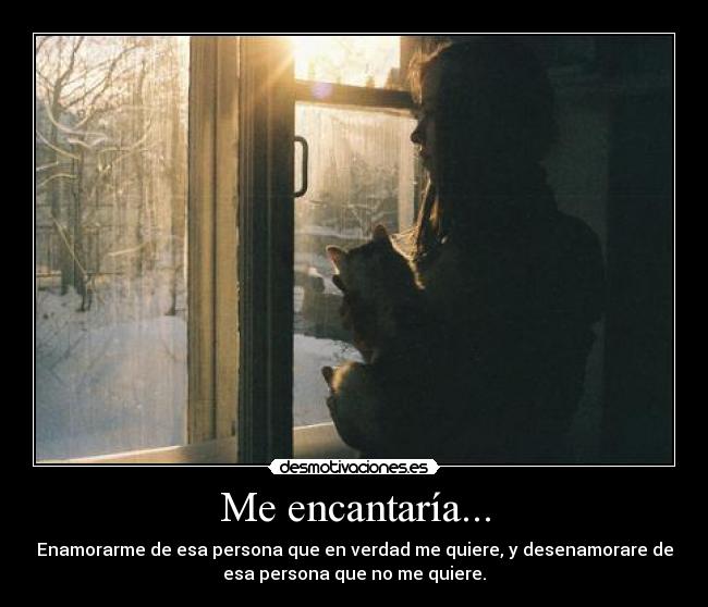 Me encantaría... - Enamorarme de esa persona que en verdad me quiere, y desenamorare de
esa persona que no me quiere.