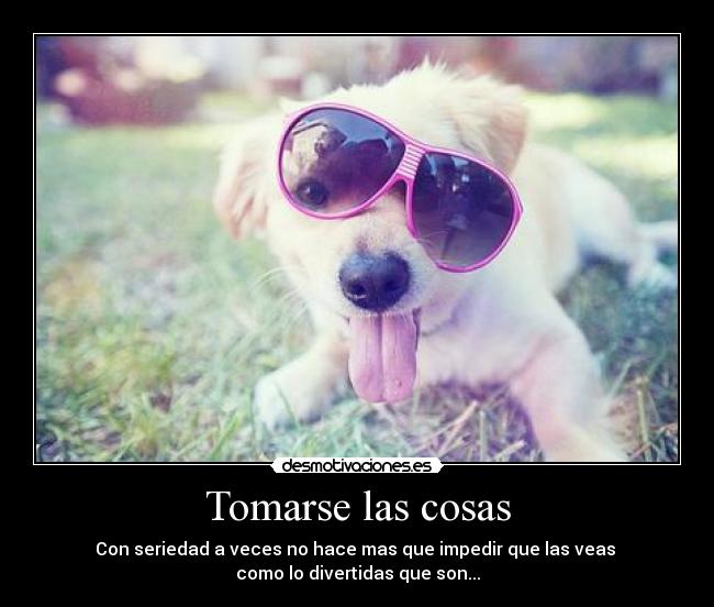 Tomarse las cosas - Con seriedad a veces no hace mas que impedir que las veas 
como lo divertidas que son...