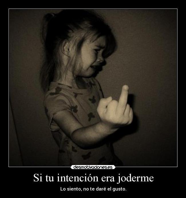 Si tu intención era joderme - Lo siento, no te daré el gusto.