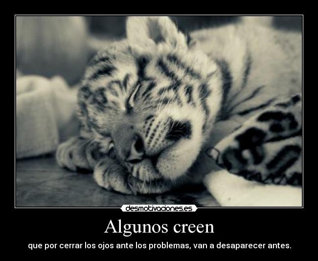 Algunos creen - que por cerrar los ojos ante los problemas, van a desaparecer antes.