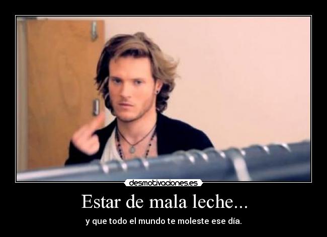 Estar de mala leche... - y que todo el mundo te moleste ese día.