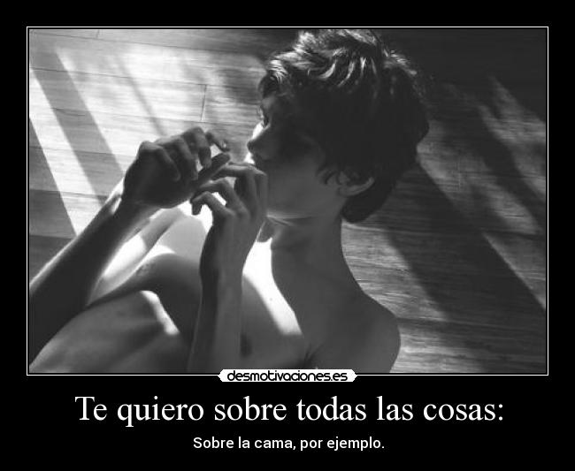 Te quiero sobre todas las cosas: - Sobre la cama, por ejemplo.