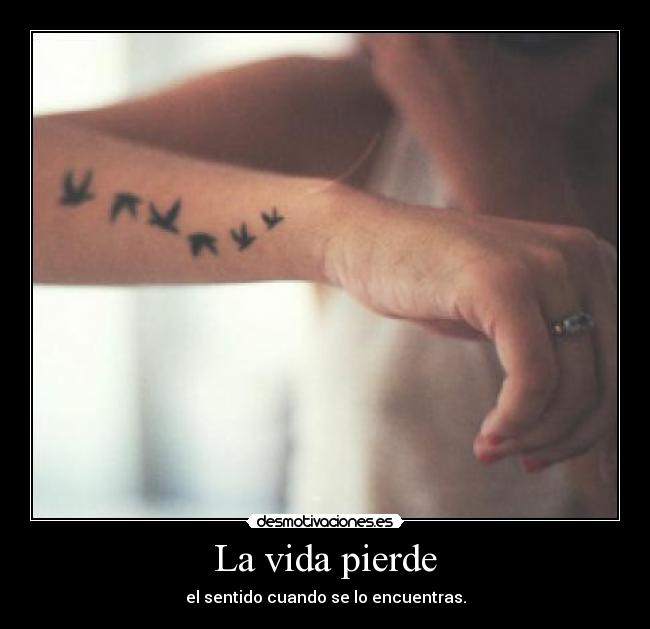 La vida pierde - el sentido cuando se lo encuentras.