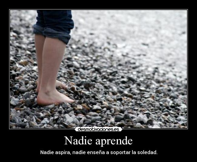 Nadie aprende - Nadie aspira, nadie enseña a soportar la soledad.