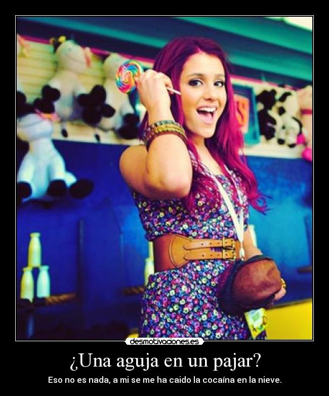¿Una aguja en un pajar? - Eso no es nada, a mi se me ha caido la cocaína en la nieve.