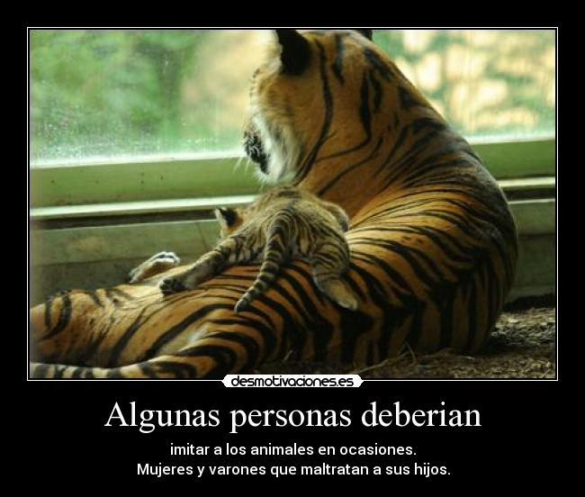 Algunas personas deberian - imitar a los animales en ocasiones.
Mujeres y varones que maltratan a sus hijos.