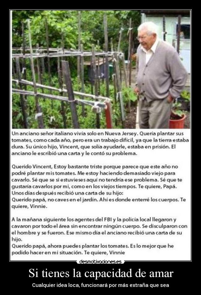 Si tienes la capacidad de amar - Cualquier idea loca, funcionará por más extraña que sea