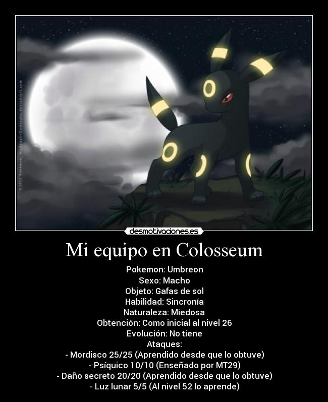 carteles ferdo equipo pokemon colosseum umbreon desmotivaciones