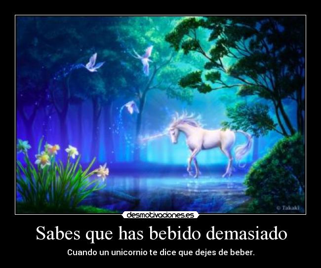 Sabes que has bebido demasiado - Cuando un unicornio te dice que dejes de beber.