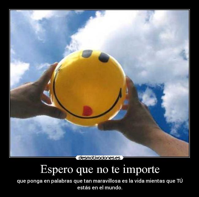 Espero que no te importe - que ponga en palabras que tan maravillosa es la vida mientas que TÚ
estás en el mundo.