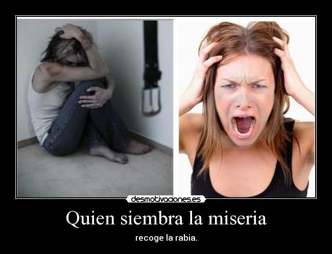Quien siembra la miseria - recoge la rabia.