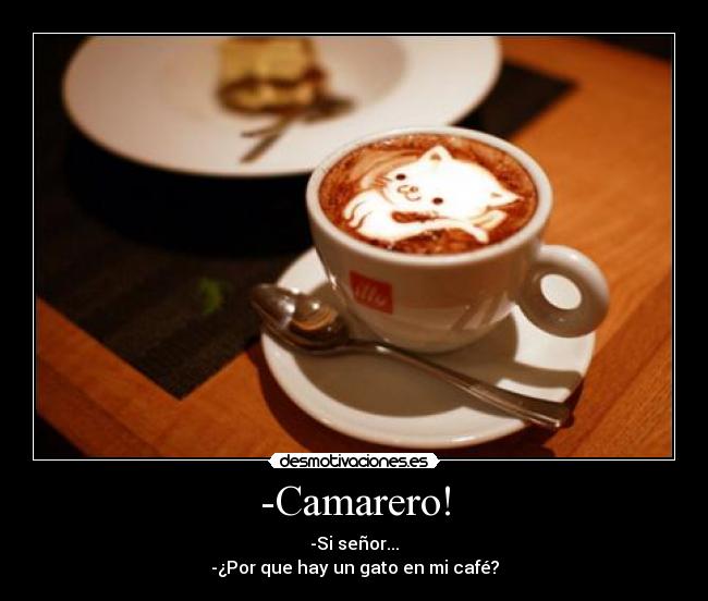 -Camarero! - -Si señor...
-¿Por que hay un gato en mi café?