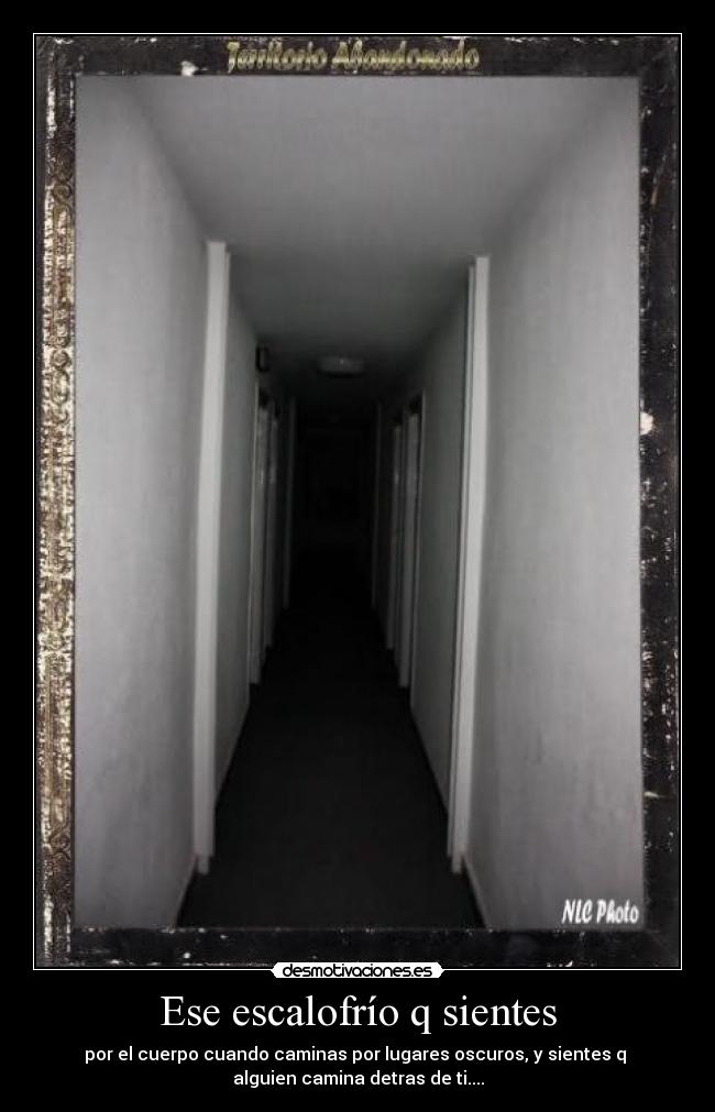 Ese escalofrío q sientes - por el cuerpo cuando caminas por lugares oscuros, y sientes q
alguien camina detras de ti....