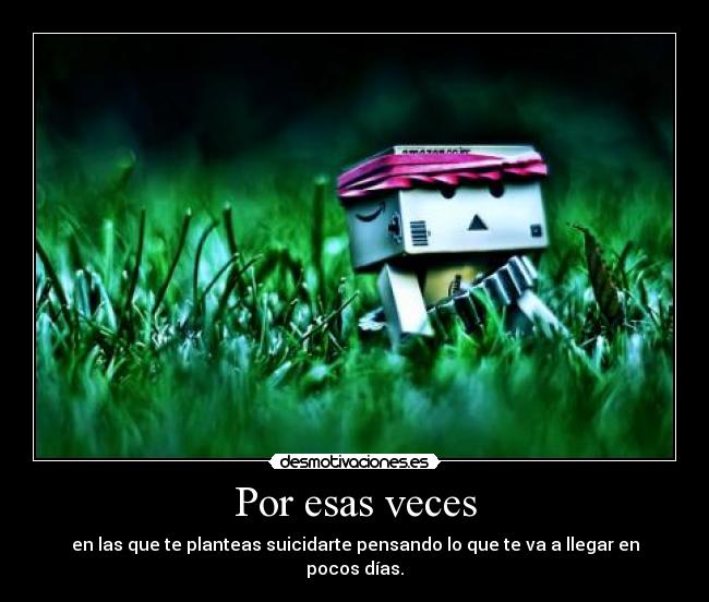 Por esas veces - en las que te planteas suicidarte pensando lo que te va a llegar en pocos días.