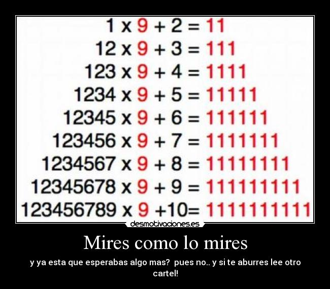 Mires como lo mires - y ya esta que esperabas algo mas? pues no.. y si te aburres lee otro cartel!