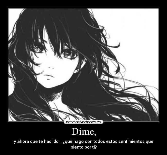 Dime, - y ahora que te has ido... ¿qué hago con todos estos sentimientos que siento por ti?