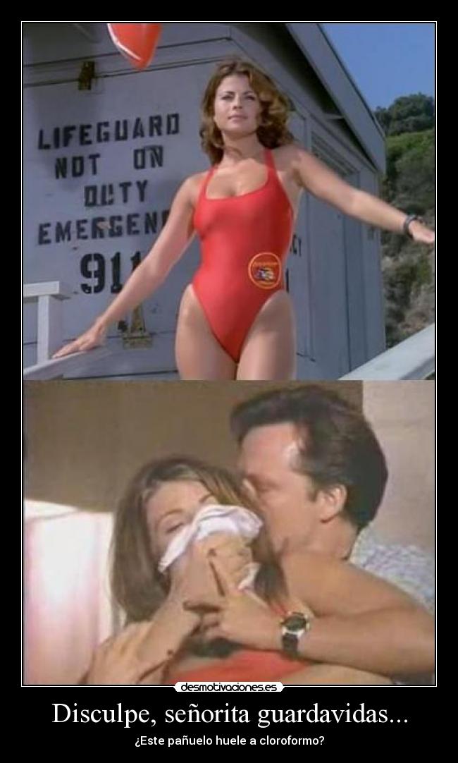Disculpe, señorita guardavidas... - ¿Este pañuelo huele a cloroformo?