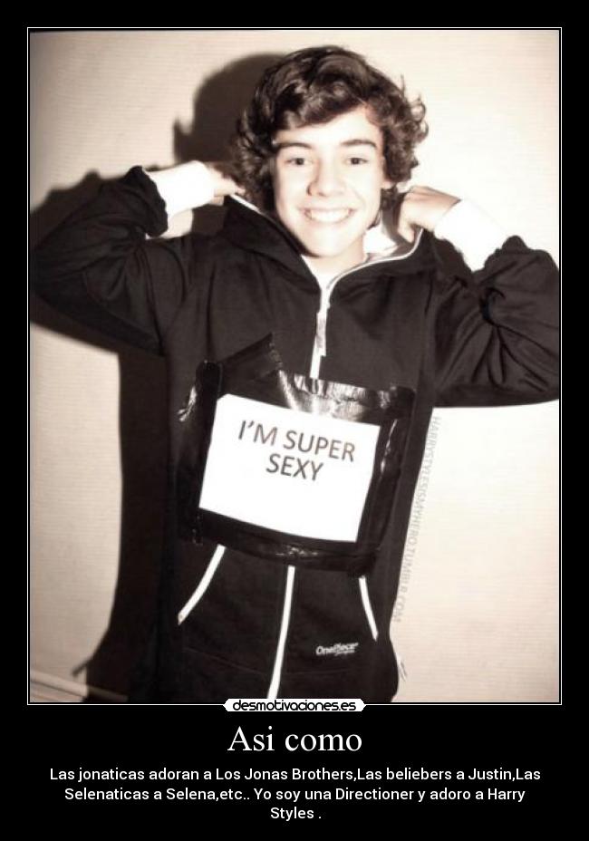 Asi como - Las jonaticas adoran a Los Jonas Brothers,Las beliebers a Justin,Las
Selenaticas a Selena,etc.. Yo soy una Directioner y adoro a Harry
Styles♥.