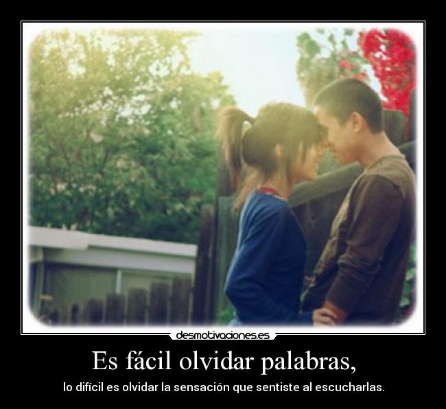 Es fácil olvidar palabras, - lo difícil es olvidar la sensación que sentiste al escucharlas.