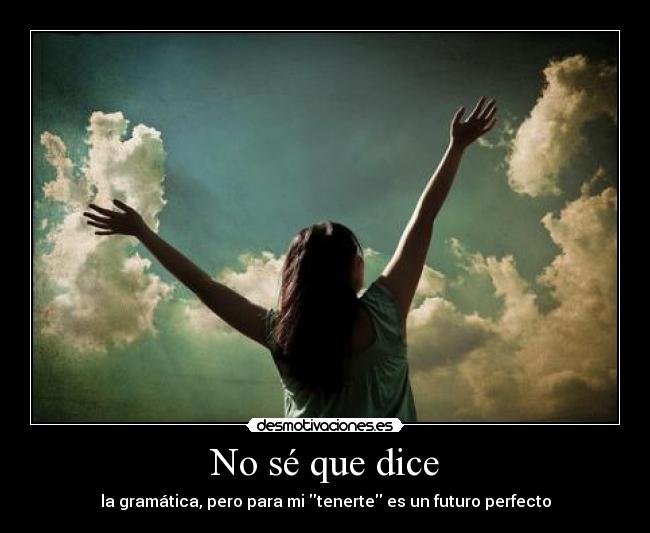 No sé que dice - la gramática, pero para mi tenerte es un futuro perfecto