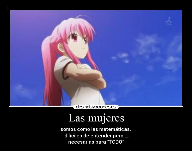 Las mujeres - somos como las matemáticas, 
difíciles de entender pero....
necesarias para TODO