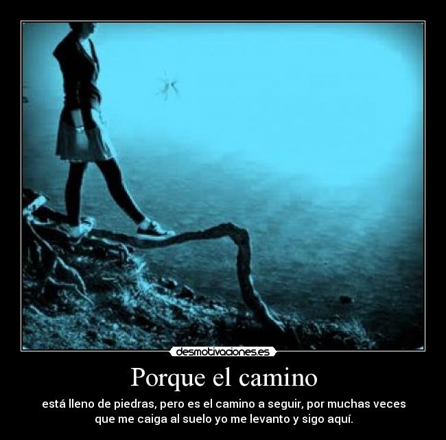 Porque el camino - está lleno de piedras, pero es el camino a seguir, por muchas veces
que me caiga al suelo yo me levanto y sigo aquí.