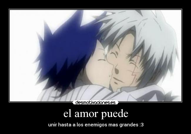 el amor puede - unir hasta a los enemigos mas grandes :3
