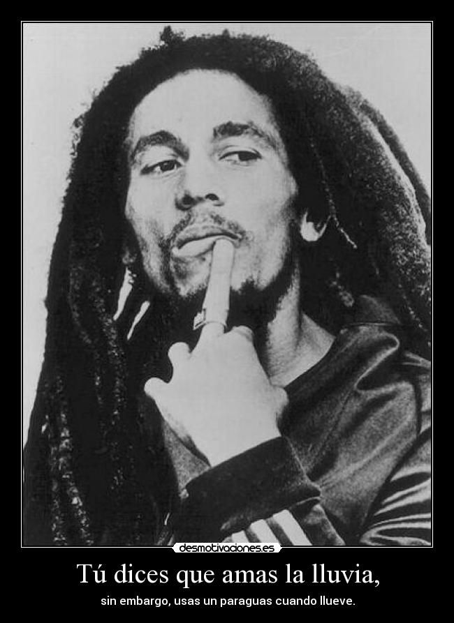 Tú dices que amas la lluvia, - sin embargo, usas un paraguas cuando llueve.