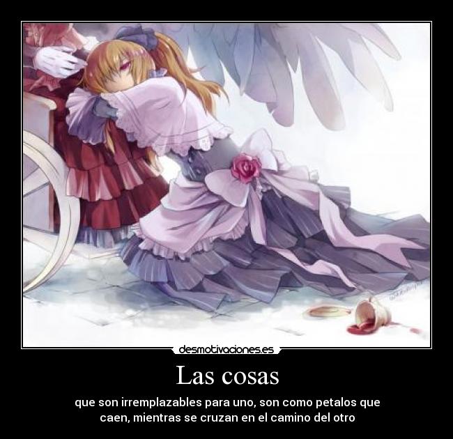 Las cosas - que son irremplazables para uno, son como petalos que
caen, mientras se cruzan en el camino del otro