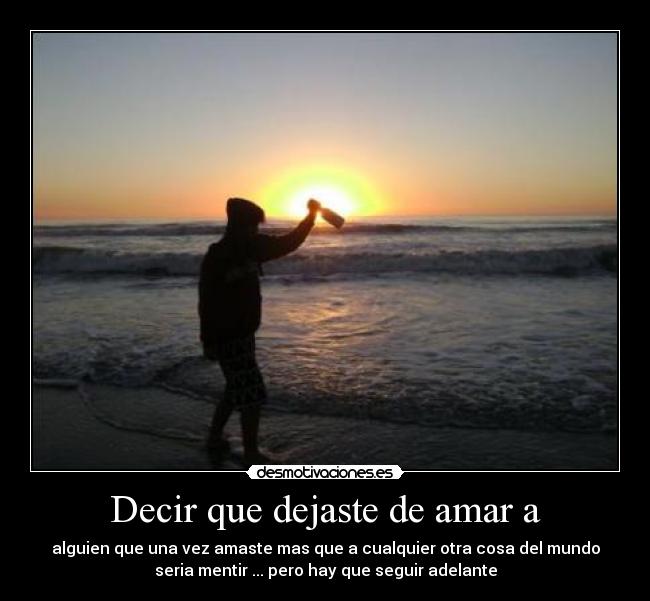 Decir que dejaste de amar a - alguien que una vez amaste mas que a cualquier otra cosa del mundo
seria mentir ... pero hay que seguir adelante