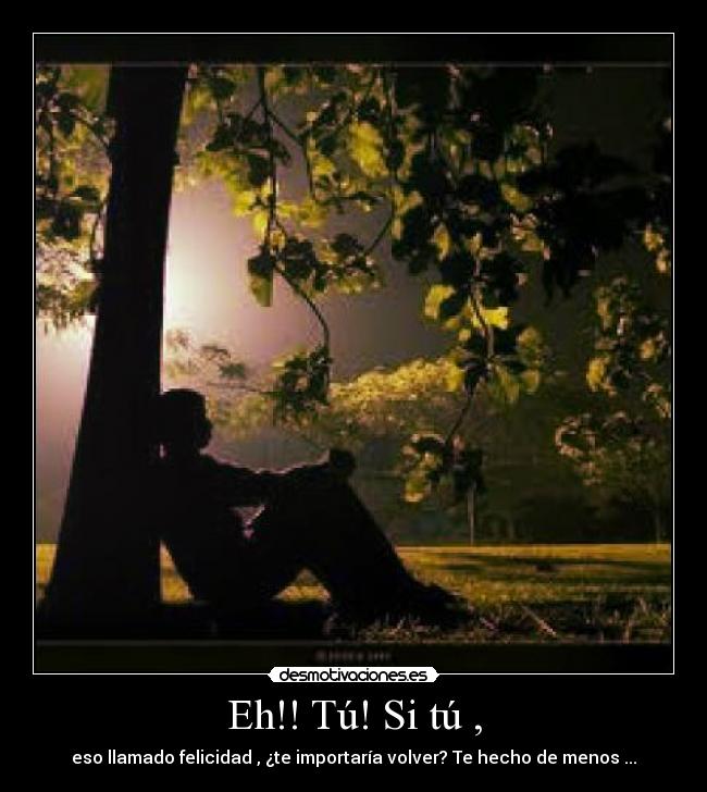 Eh!! Tú! Si tú , - eso llamado felicidad , ¿te importaría volver? Te hecho de menos ...