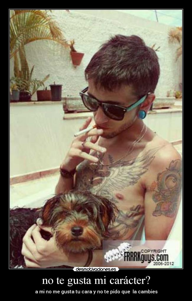 no te gusta mi carácter? - a mi no me gusta tu cara y no te pido que la cambies