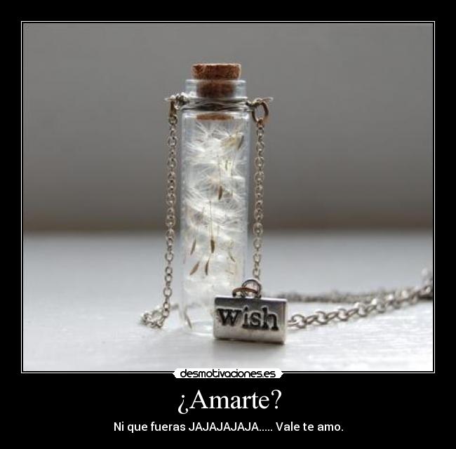 ¿Amarte? - Ni que fueras JAJAJAJAJA..... Vale te amo.