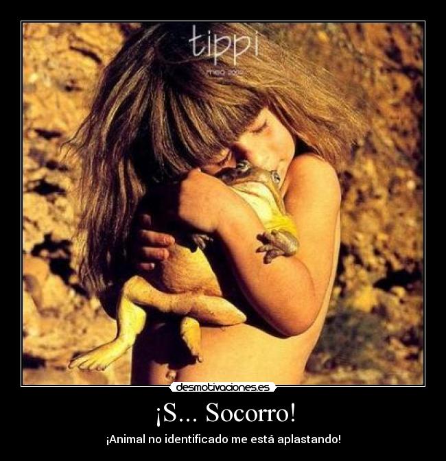 ¡S... Socorro! - ¡Animal no identificado me está aplastando!