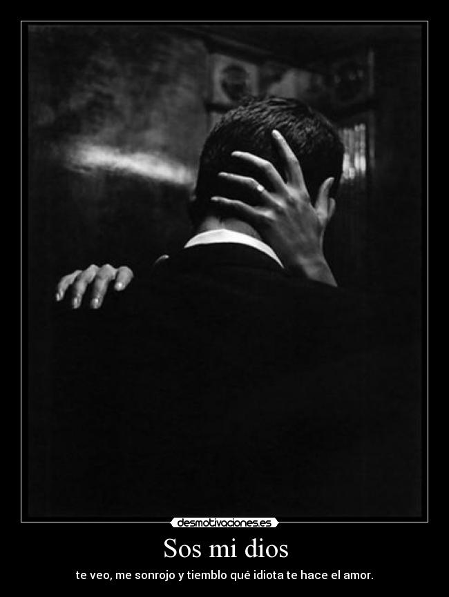 Sos mi dios - te veo, me sonrojo y tiemblo qué idiota te hace el amor.