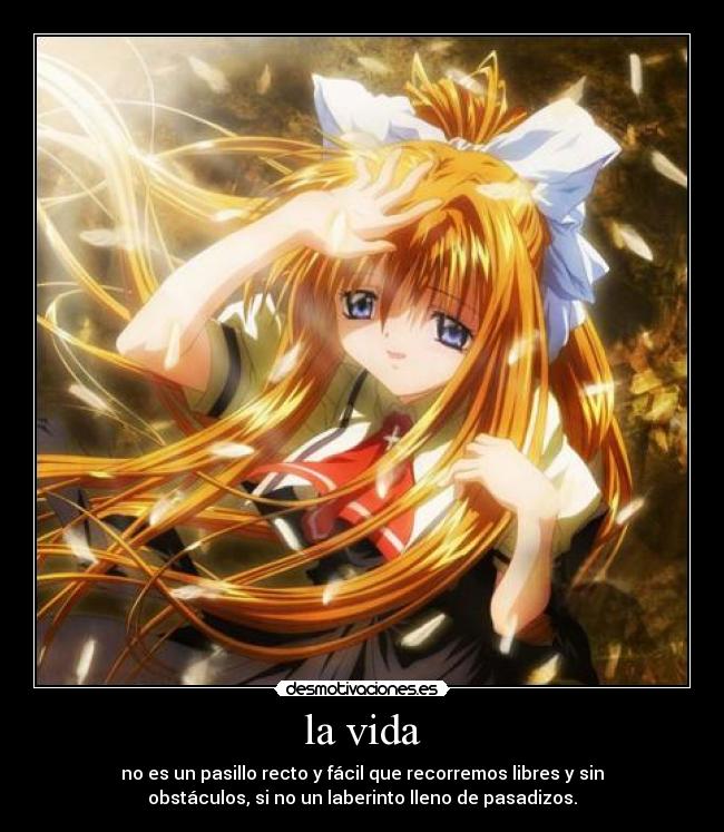 la vida - no es un pasillo recto y fácil que recorremos libres y sin
obstáculos, si no un laberinto lleno de pasadizos.