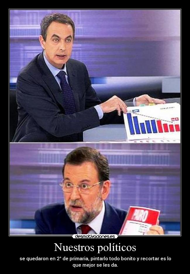 Nuestros políticos - se quedaron en 2° de primaria, pintarlo todo bonito y recortar es lo
que mejor se les da.