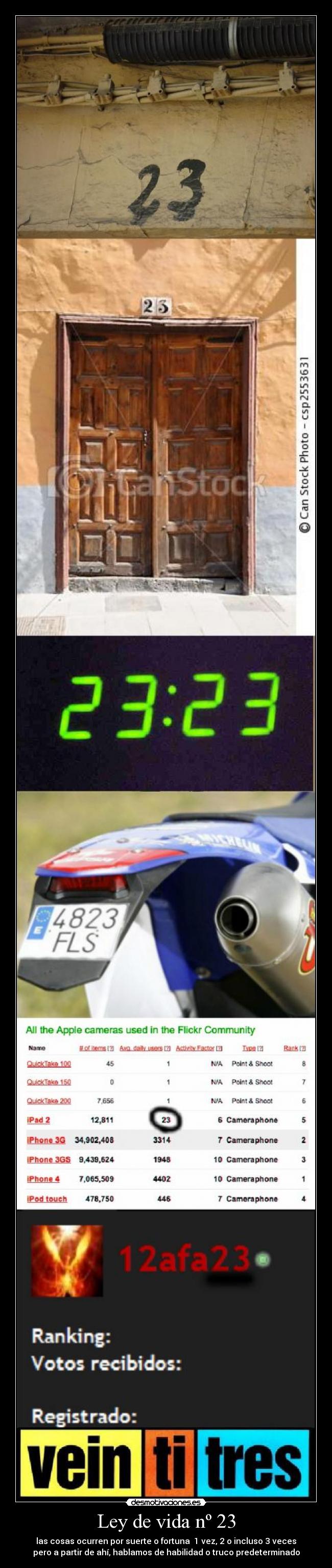 Ley de vida nº 23 - las cosas ocurren por suerte o fortuna 1 vez, 2 o incluso 3 veces
pero a partir de ahí, hablamos de habilidad o truco predeterminado